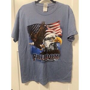 Freedom The American Way USA‎ Graphic Gildon Eagle Shirt Size L USA  Flag United